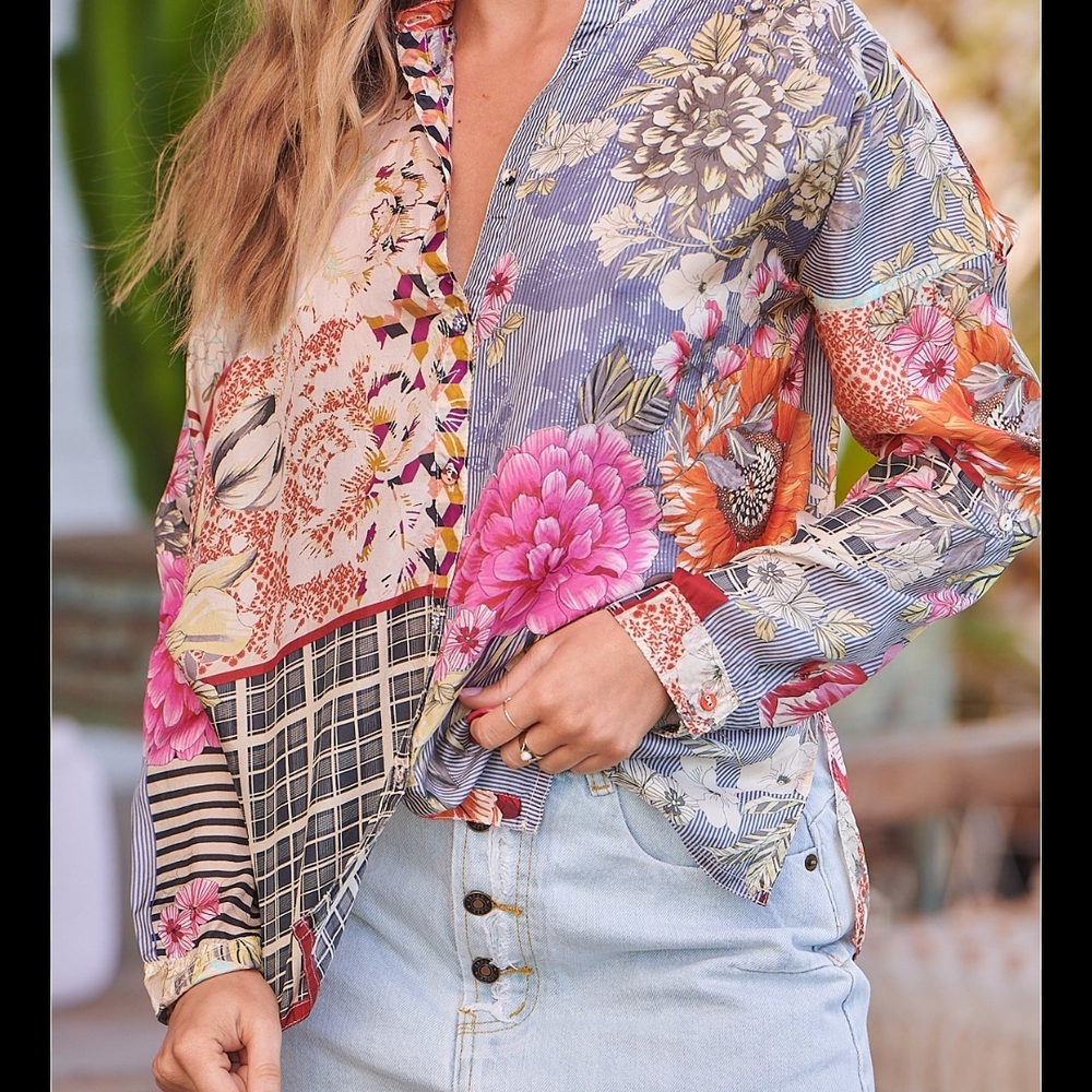 Floral Patchwork Blouse - image 2